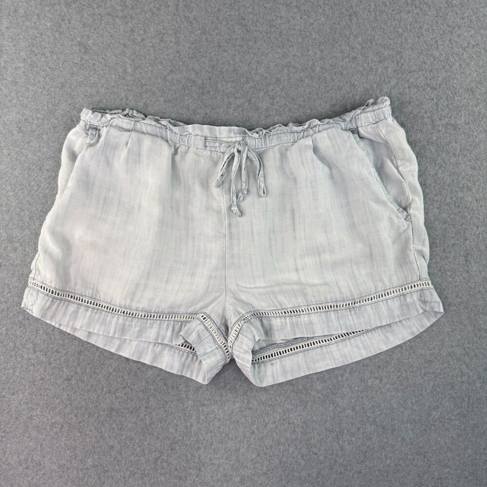 Cloth & Stone Anthropologie Light Wash Blue Cotton Shorts Drawstring Boho Sz L